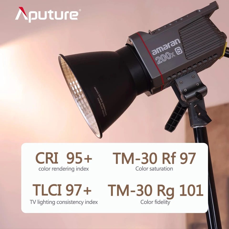 Aputure Amaran 200x S 2700-6500K Bi-color LED Video Light for Photography Studio Fill Lamp with Bowens Mount CRI 95+ TLCI 97+