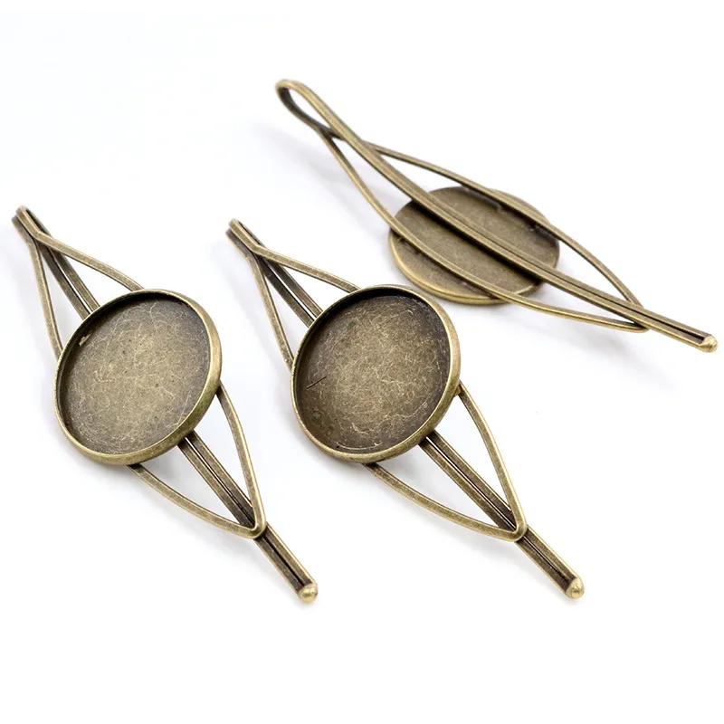 20mm 5pcs High Quality Bronze Silver Plated 7 Colors Copper Material Hairpin Hair Clips Hairpin Base Setting Cabochon Cameo