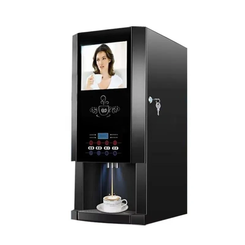 Advertising screen fully automatic hot and cold three flavor instant coffee vending machine