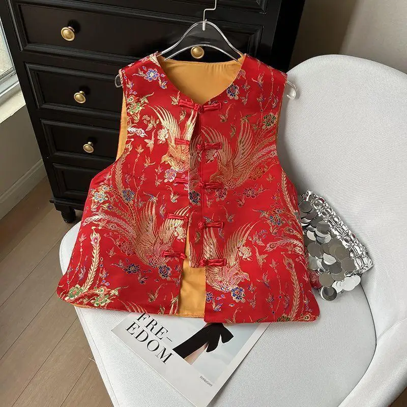 

Women's Jackets Women's Vest New Chinese Retro Loose Cardigan Embroidery worn Outside in Early Autumn National Wind Vest Woman