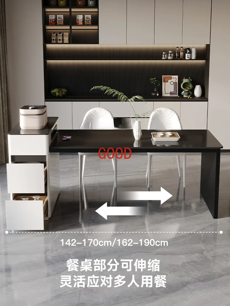 Kitchen Island Dining Table Integrated Household Retractable Small Apartment Modern Simple New Stone Plate Dining Table