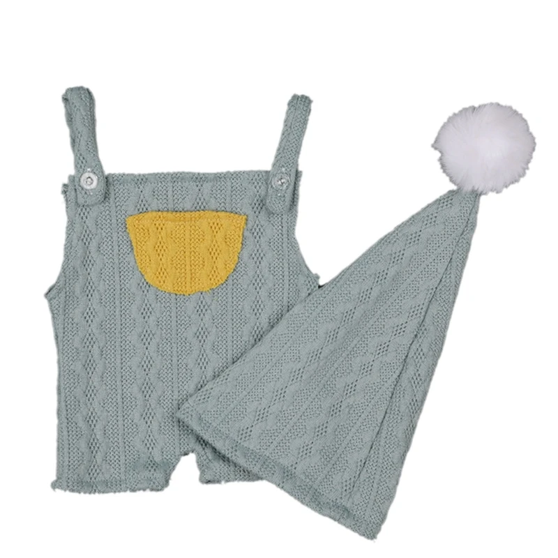 0-2 maanden baby meisjes jongens foto rekwisieten jumpsuit tulband hoed fotoshoot outfit D5QA