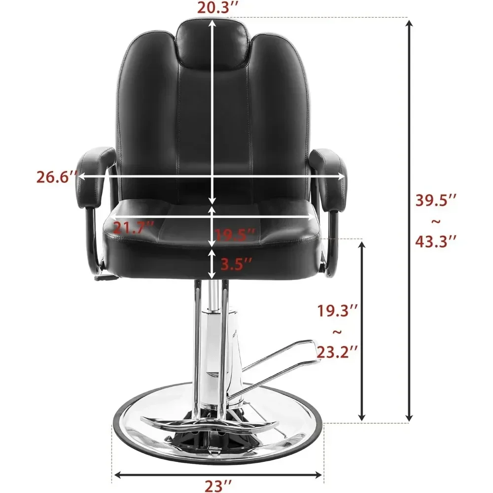 Hydraulic Recliner Barber Chair for Hair Salon Heavy Duty Hydraulic Pump, Upgraded Salon Beauty Equipment