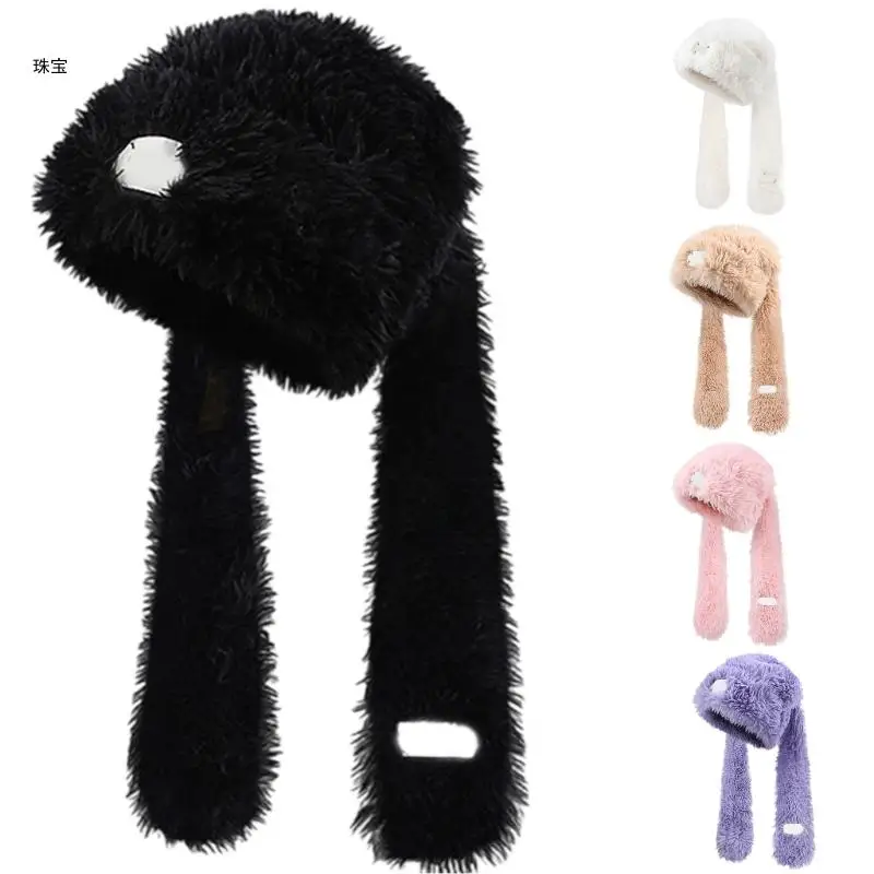 X5QE Roleplaying Anime Ear Brimless Hat Adult Plush Hat Girl Winter Warm Hat Headwear