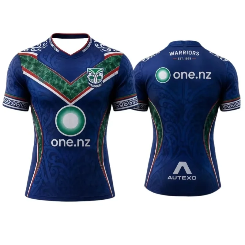 New Warriors Maori Tribal Metallic Print Rugby Jersey Oversized Solid Black Full Koru Pattern Number 1 Mesh Tee Family Matching