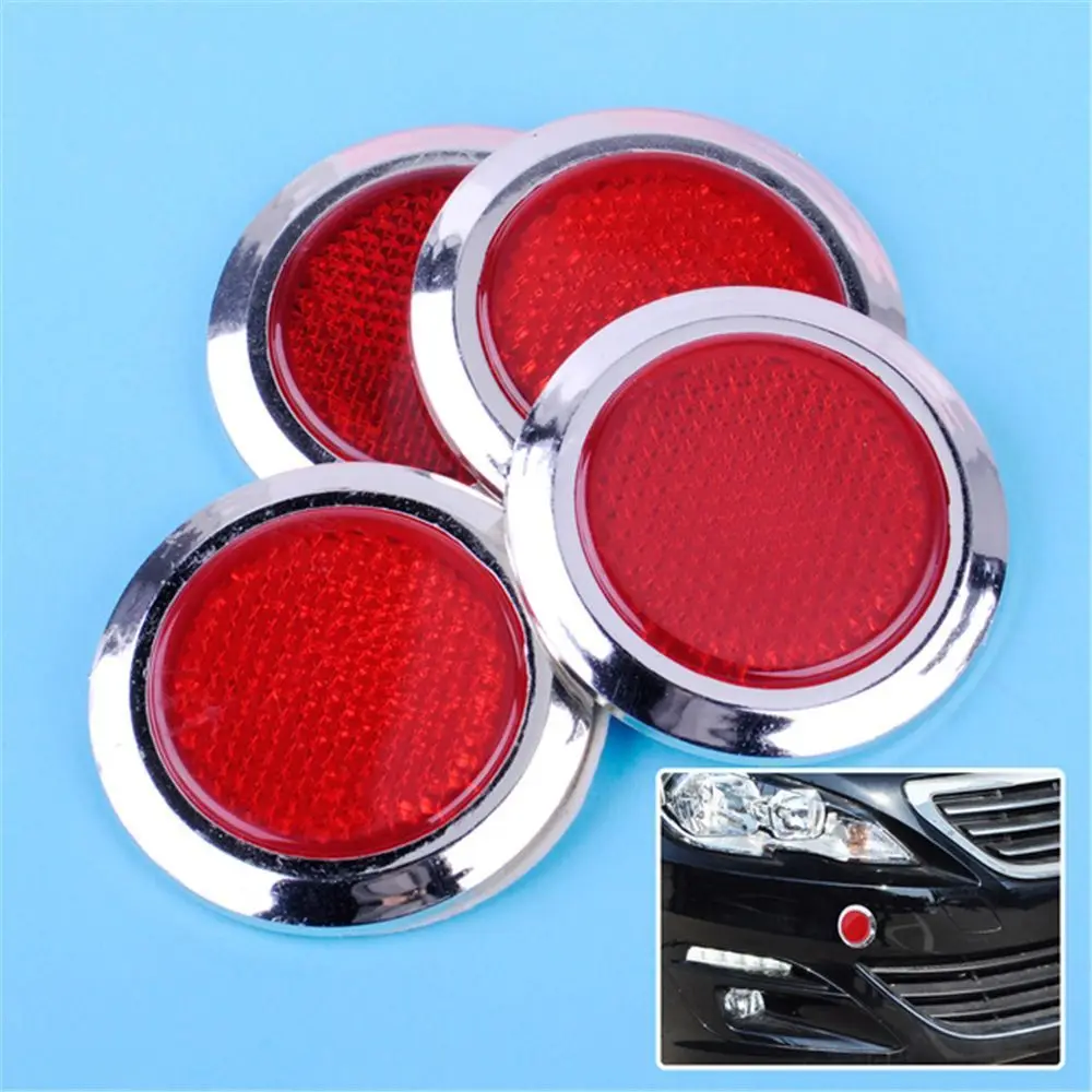 

Round 4Pcs Self Adhesive Car Bike Reflector Safety Warning Reflective Strips Reflective Stickers