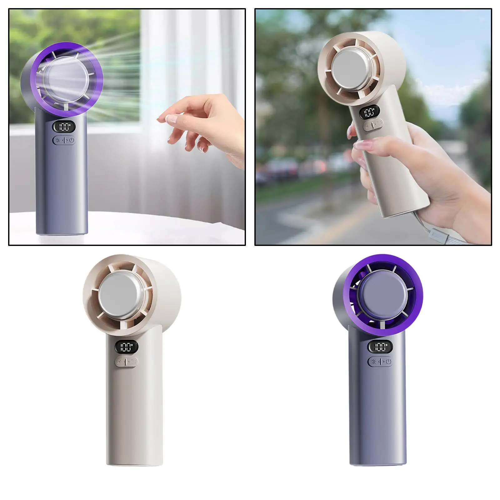 Miniventilador portátil recargable por USB, dispositivo Personal con pantalla Digital