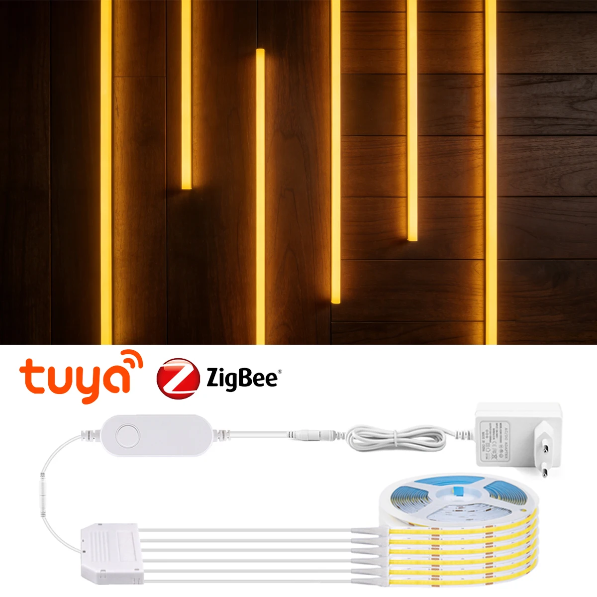 12V LED Soundproof Panel Decor COB Light Strip Wall Lamp for Smart Zigbee Tuya APP Control Wine Show Cabinet Night Lighting