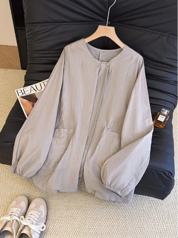 

Lightweight Long Sve round Ne Button Women's Sun Protection Clothing Spring Summer New Arrival Faion Outerwear