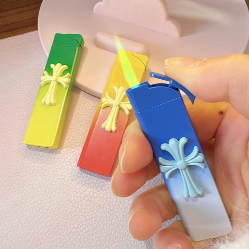 Accendino gonfiabile sfumato di moda in metallo antivento Jet Green Flame Accendino portatile per esterni Accessori per sigarette Regali per fumatori