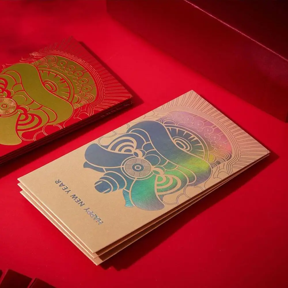 Chinese Style Dragon Year Red Envelope Stamping Gold Funny New Year Money Red Envelope Festive Traditional Luck Money Envelopes