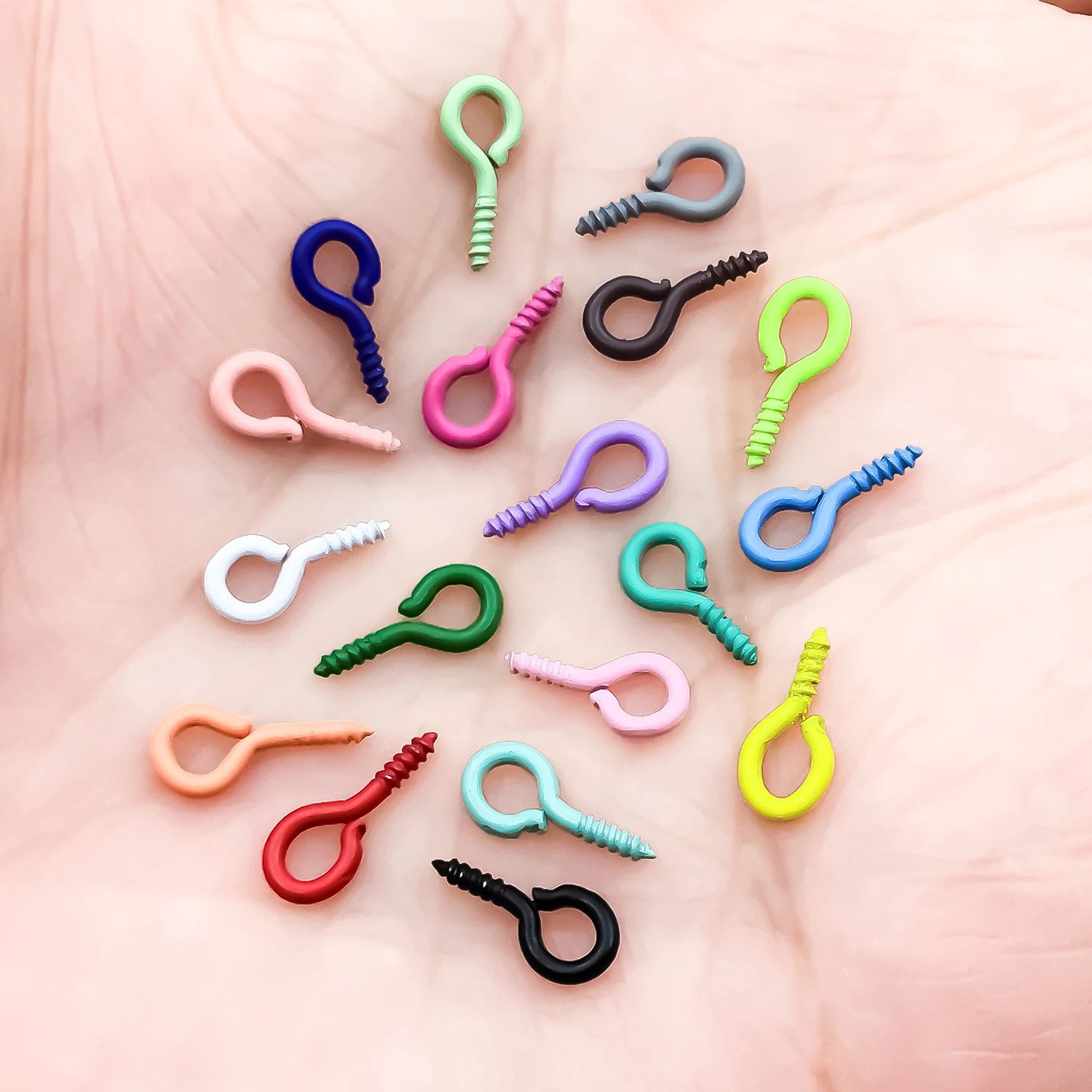 200pcs 9x4mm Alloy Sheep Eye Nail Spray Painted Colorful Spiral Closed Connector For DIY Charms Jewelry Making Findings Supplies view 6