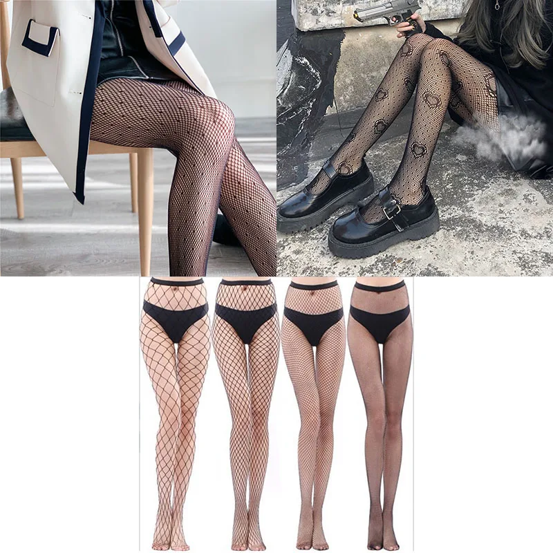 

Hollow hot drill jk sexy fishnet stockings black stockings letters Europe and the United States temptation ins bow fishnet socks