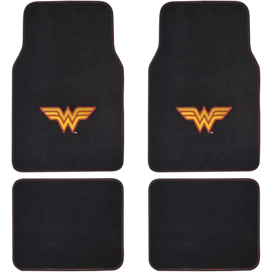 

Коврики для пола DC Comics Wonder Woman, набор из 4 штук, универсальные для автомобилей, грузовиков, внедорожников, с противоскользящим покрытием