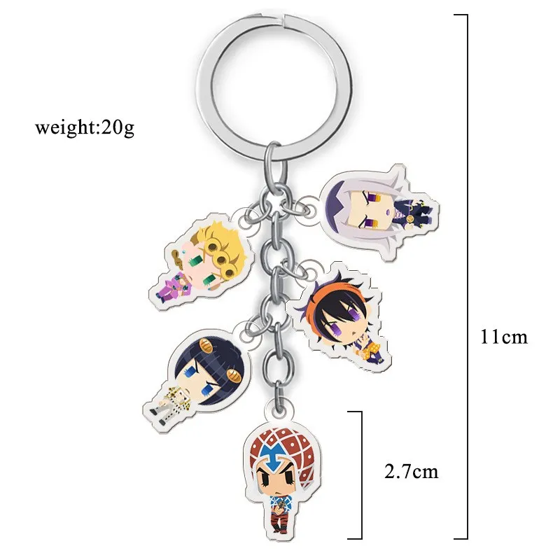 Anime Bizarre Adventure Keychain Cartoon Figure Acrylic Key Ring Kujo Jotaro Ghirga Narancia Bruno Pendant Accessorie Gift