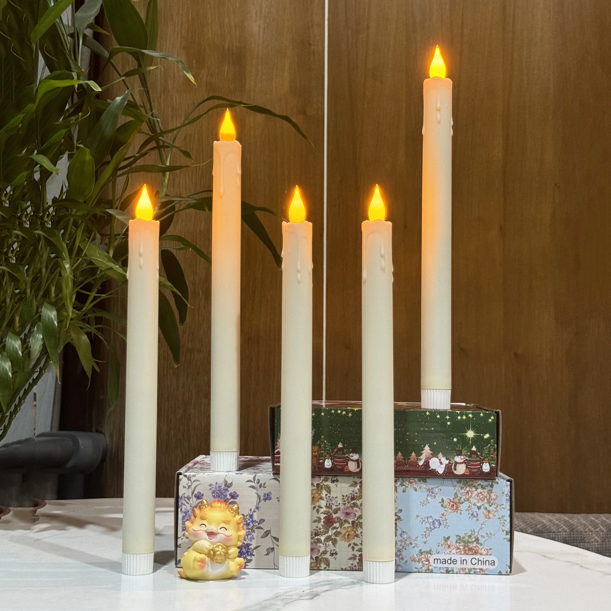 6 قطعة شمعة إلكترونية قضيب بلاستيكي الشمع LED شمعة ضوء بطارية التحكم عن بعد عيد ميلاد مأدبة الزفاف الديكور