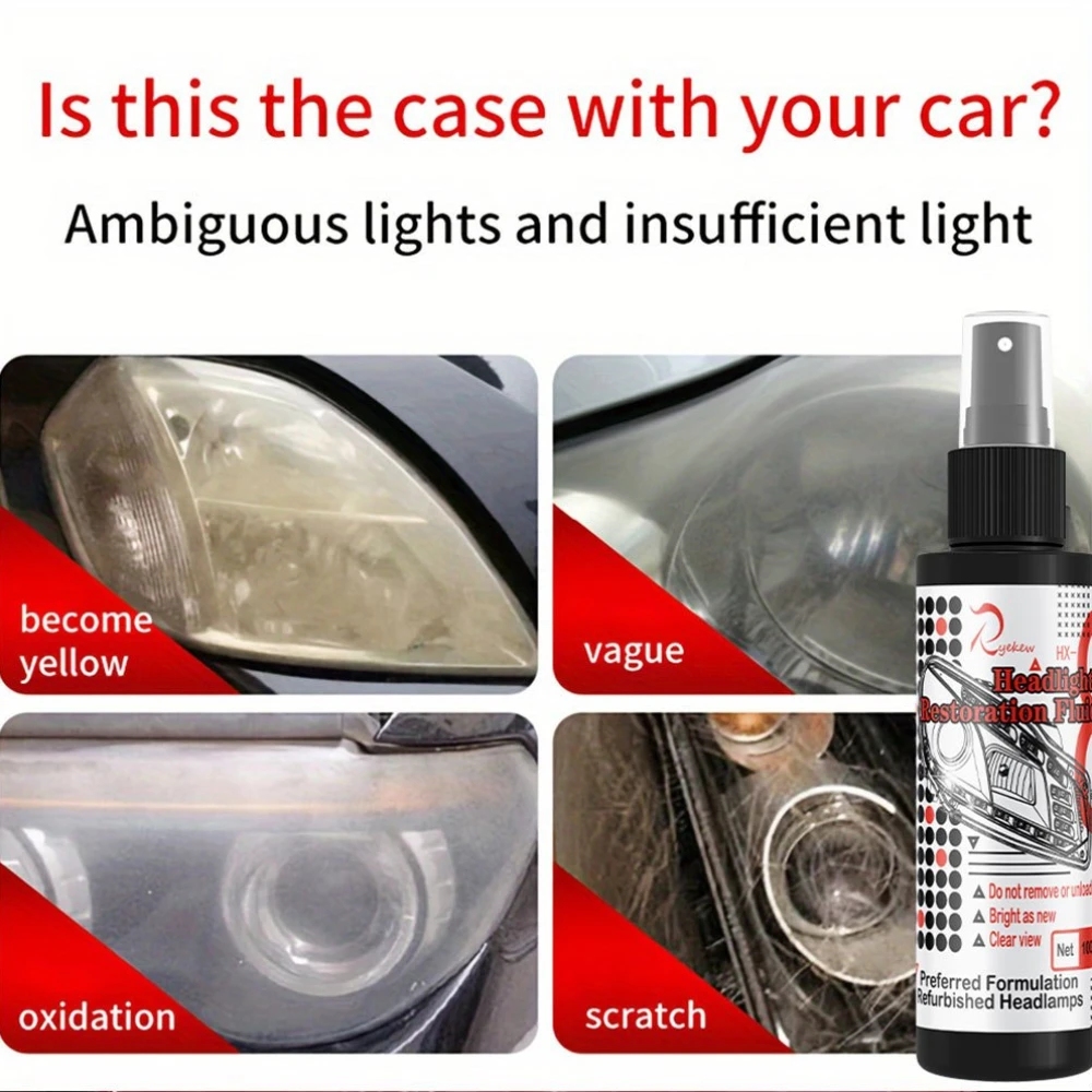 100ml Car Headlight Restoration Polishing Spray Scratch Remover Clean Auto Detailing Refurbishing Liquid for Jaguar BMW Peugeot