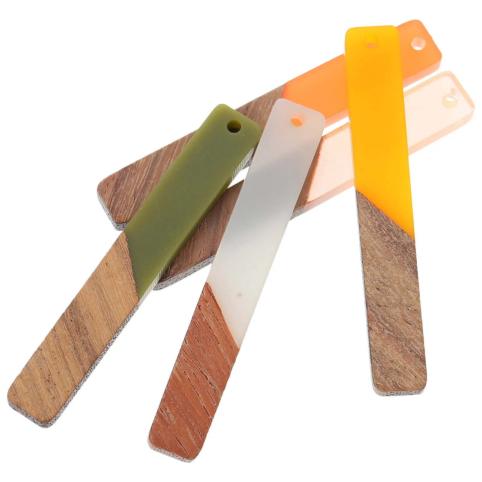 

5 шт. прямоугольных подвесок из дерева и смолы для изготовления украшений своими руками, для ожерелий, серег, декоративных элементов