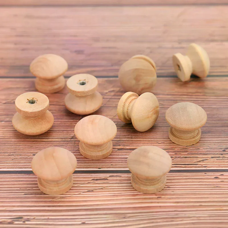 10pcs Handles 2.4X2CM Natural Wooden Cabinet Drawer Wardrobe Knobs Pull Handle