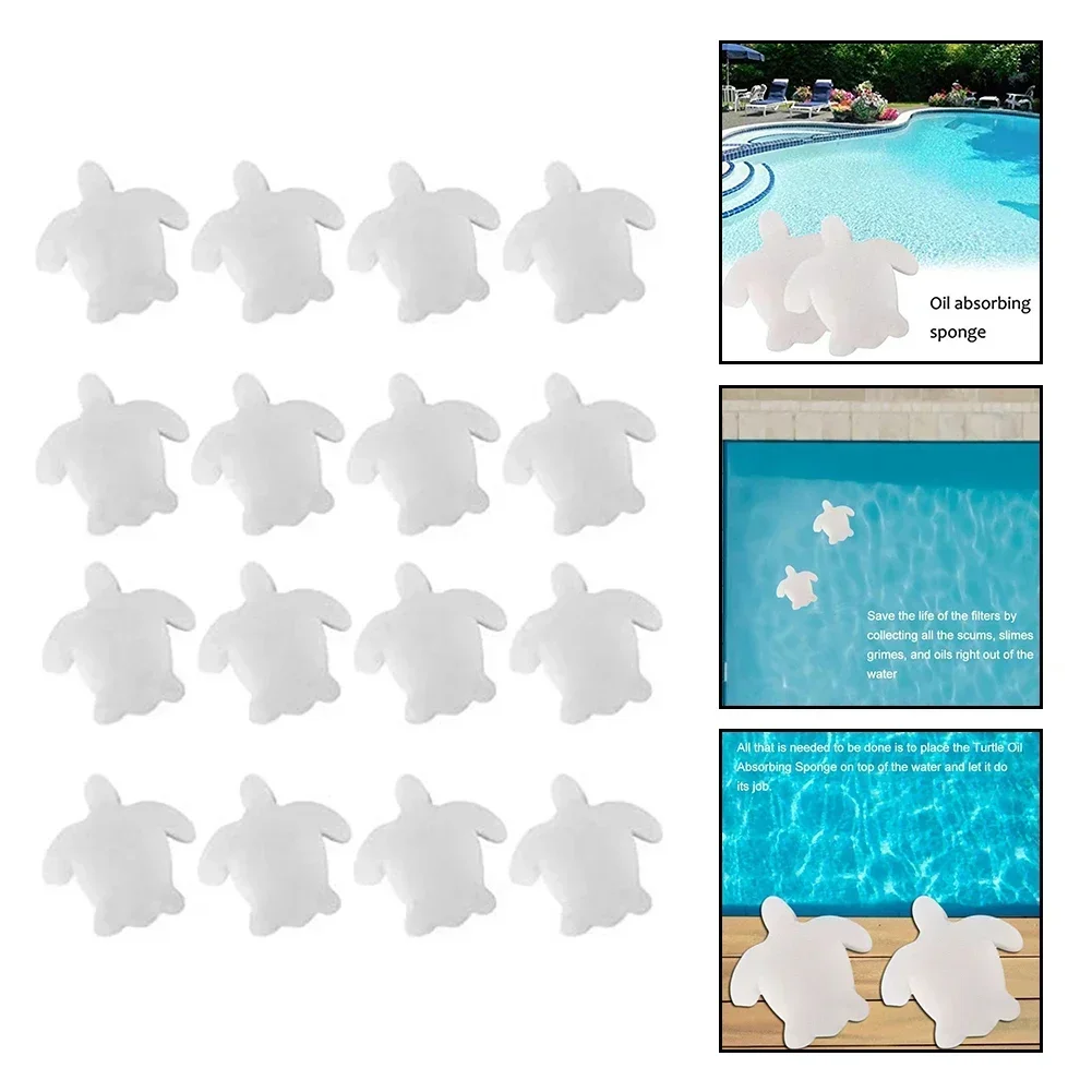 16Pcs Swimming Pool Cartoon Oil Absorbing Sponge Turtle Shaped Filter Sponge Oil Absorbing Scum Sponge Pool Maintenance