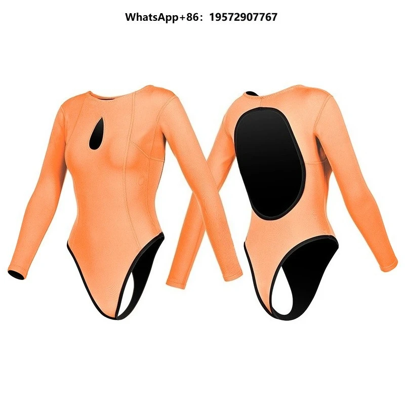 2mm Long Sleeve Front Glide Color Combination Women Freediving Wetsuit