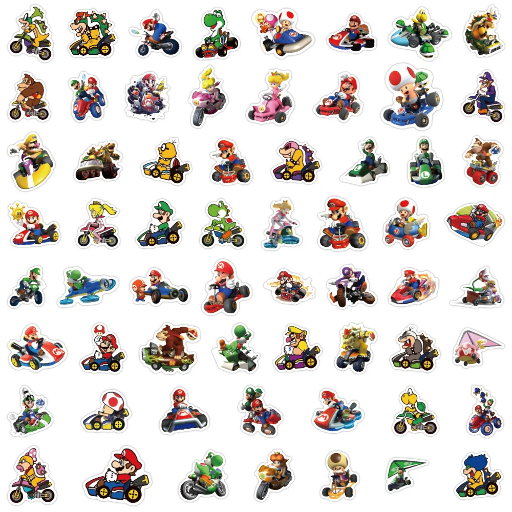 10/30/60pcs Cute Mario Kart Game Stickers for Kids DIY Laptop Phone Luggage Fridge Waterproof Cool Cartoon Sticker Toys Gifts