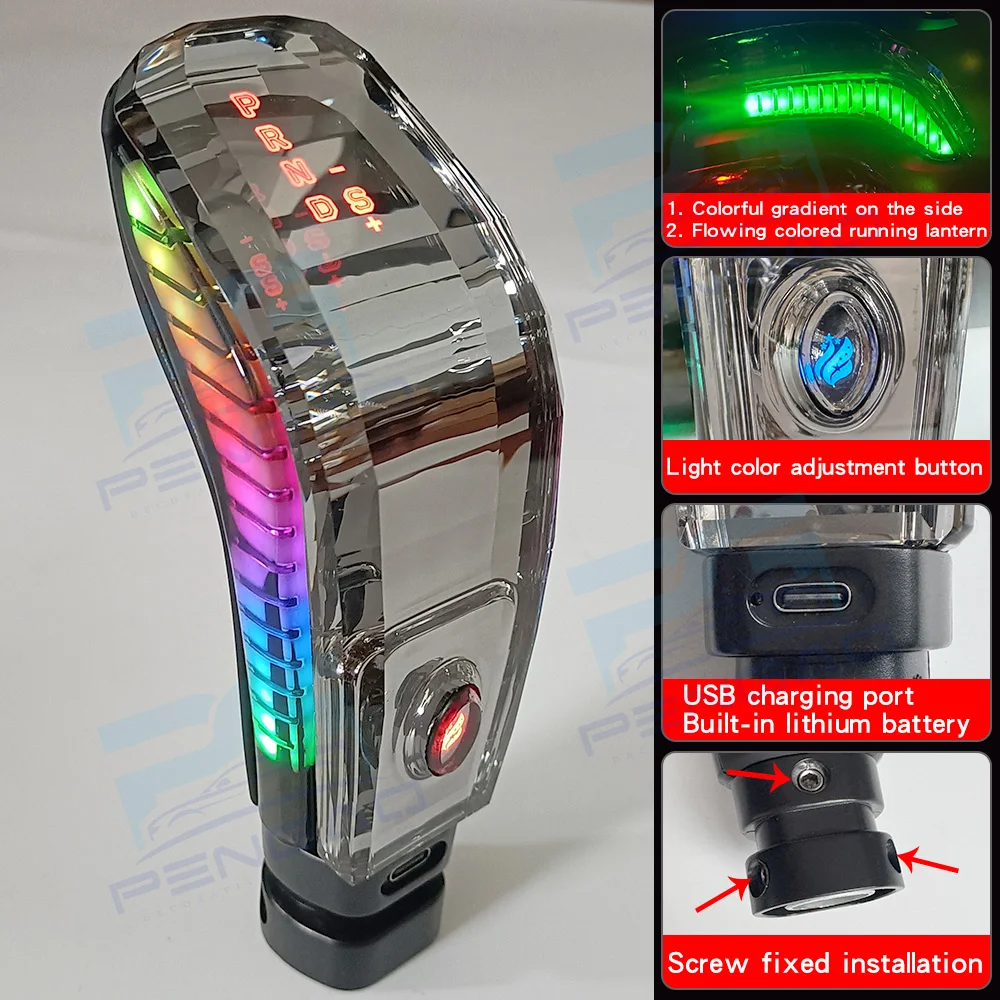 

For Ford S-MAX Mondeo Focus Crystal LED Gear Shift Knob RGB Colorful Light Shifter Lever Auto transmission modification parts
