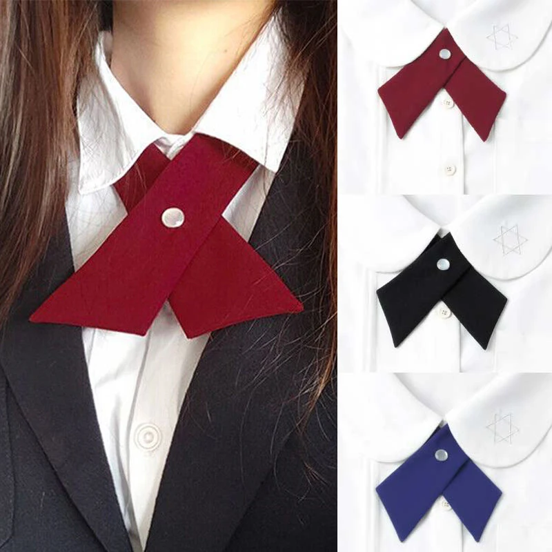 

Girl Students Uniform Bow Tie Ties Solid Color Men's Women's Professional BowTie Women's Cross Day Cravat Prom Graduation Casual