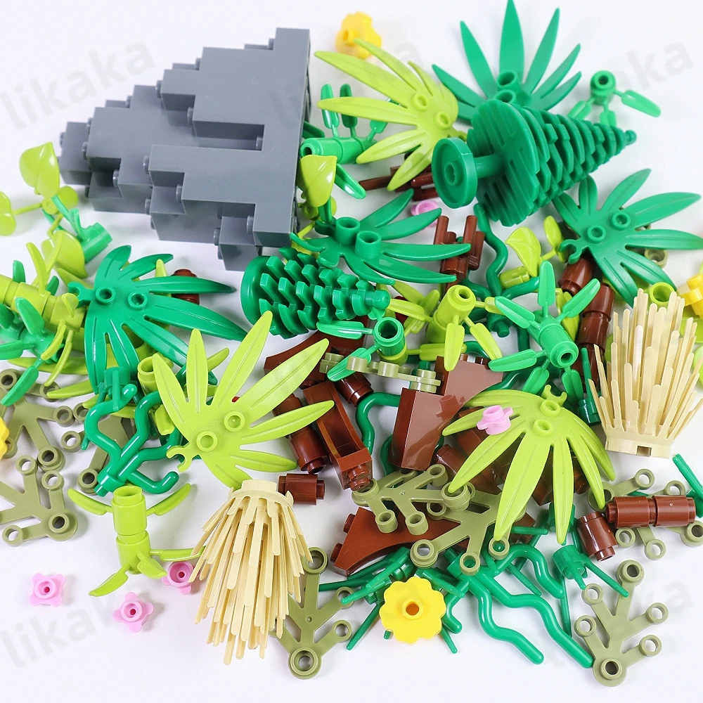 100PCS Tree Plants Accessories Parts Building Blocks Toys Compatible Grass Hills Bush Jungle Blocks MOC City Friends Bricks