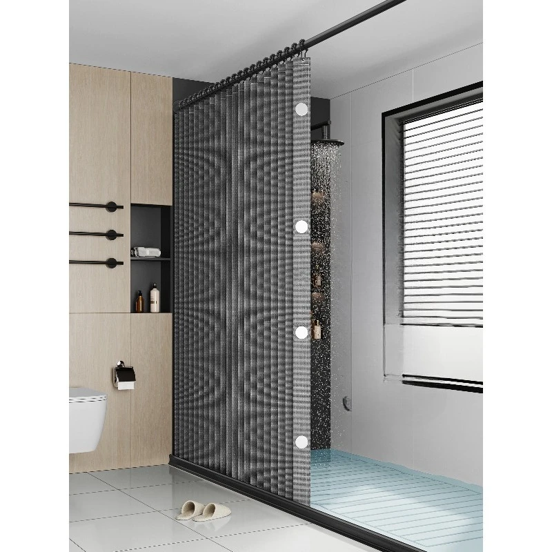 

High-end bathroom folding shower curtain without punching invisible tarp toilet partition bath shower dry and wet separation