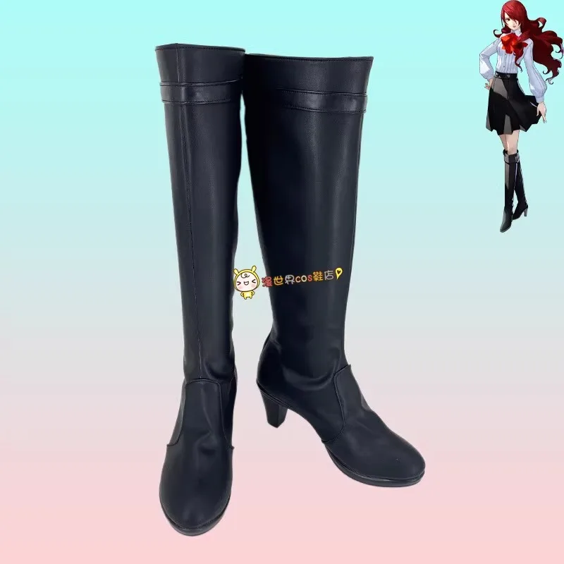 

JP Games PERSONA 3 P3 Mitsuru Kirijo Cosplay Shoes Handmade Leather Black Costume Boots