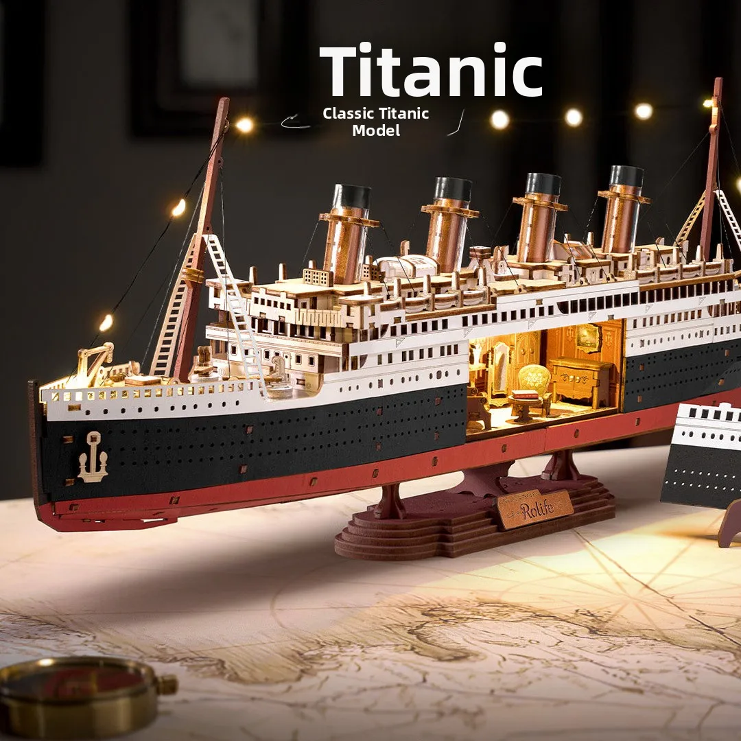 Rompecabezas 3D de Madera del Titanic de Rolife, Modelo Hecho a Mano, Decoración Creativa para Escritorio, Juguete de Ensamblaje DIY para Todas las Edades