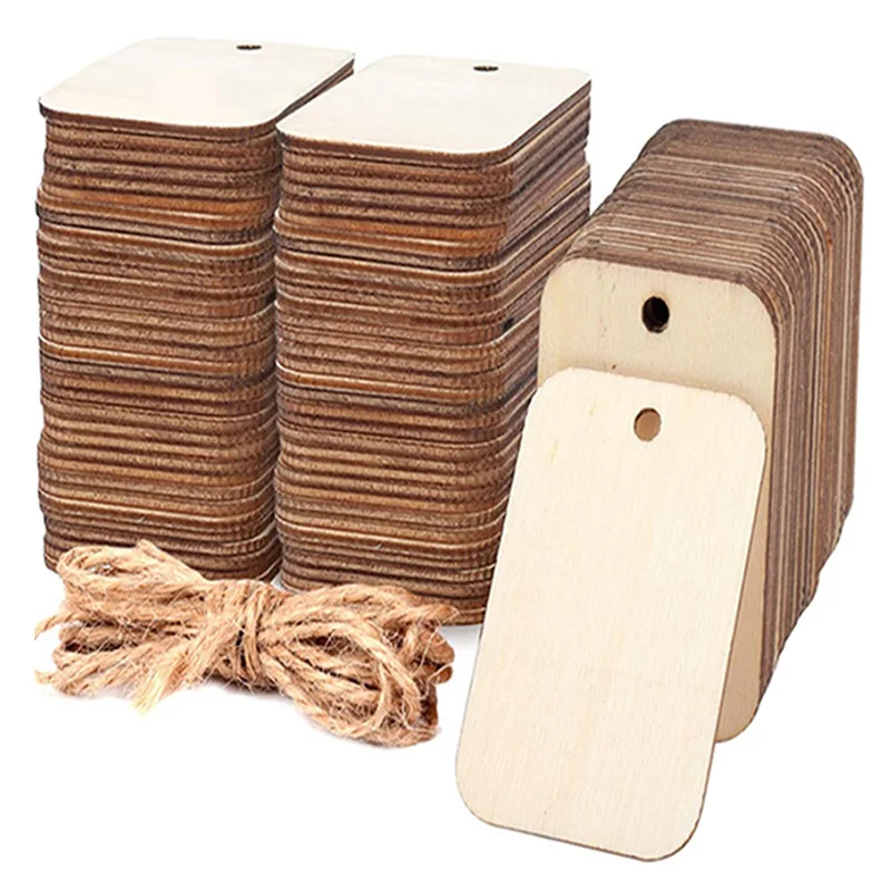

50pcs Wood Tags Xmas Tree Wooden Pendant Drop Ornament Blank Wood Slices for Christmas Decoration 2023 Navidad Natal Home Decor