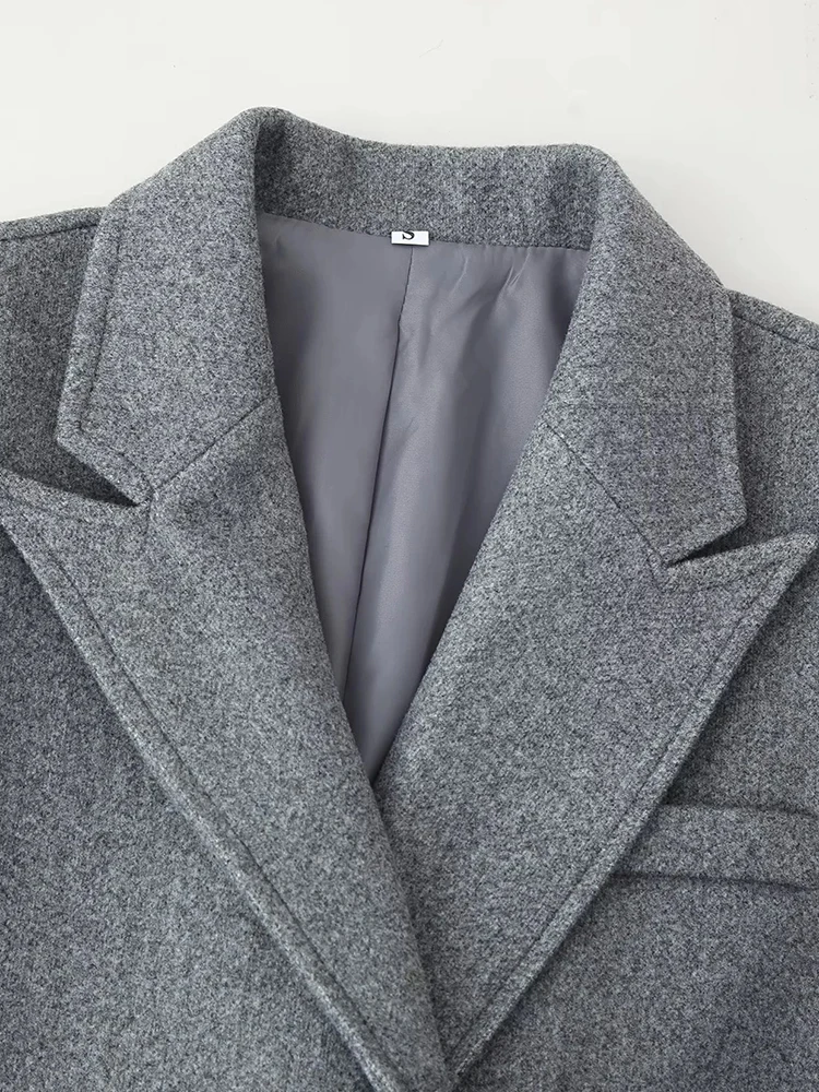 Mulheres inverno elegante borla retalhos casaco de lã feminino sólido manga longa lapela botão jaquetas longas moda rua outwear