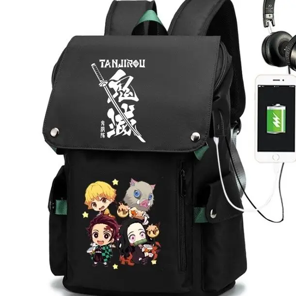 

Anime Merchandise Demon Slayer Tanjiro's School Bag Anti-Theft Backpack Oxford Cloth Durable Men's Bag