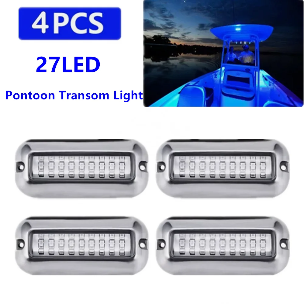 4PCS Marine Underwater Light DC12V Marine Fittings Stainless Steel 27LED Marine  Transom Light Stern Anchor Lamp IP68