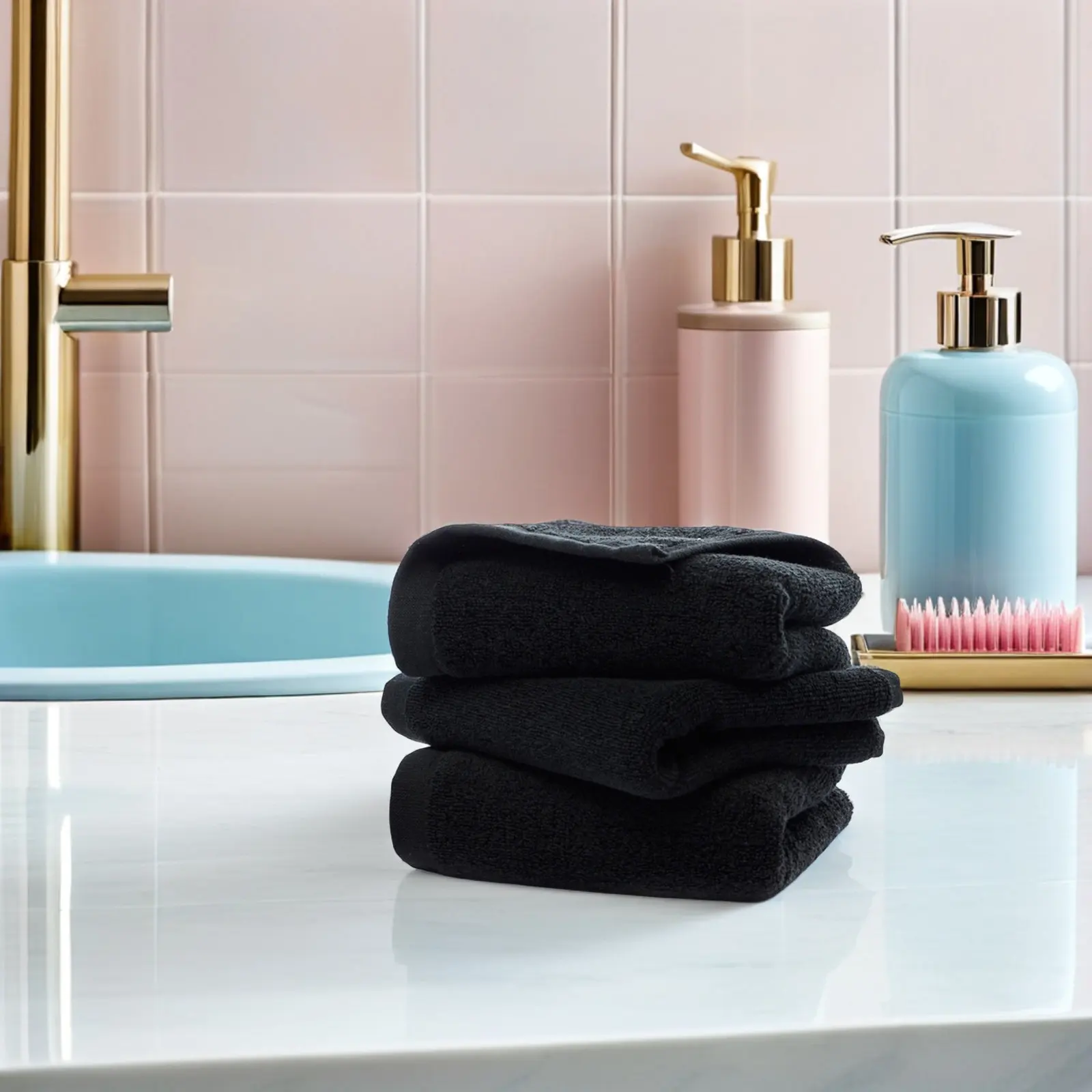 Extra Large Black Hand Towel Pure Cotton Soft Touch 35x75cm Fast Drying Absorbing Face Bath Towel Black Bath Towels