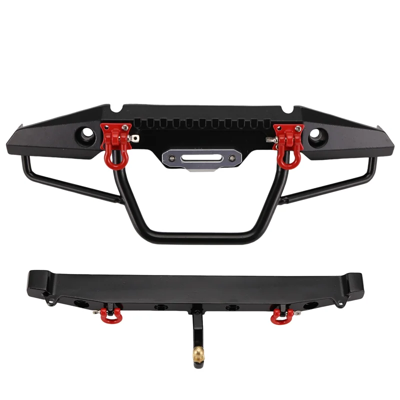 

B49B-металлический передний/задний бампер для предотвращения столкновений со светодиодной подсветкой для 1:10 RC гусеничного автомобиля TRX-4 Axial SCX10 SCX10-II 90046 90047