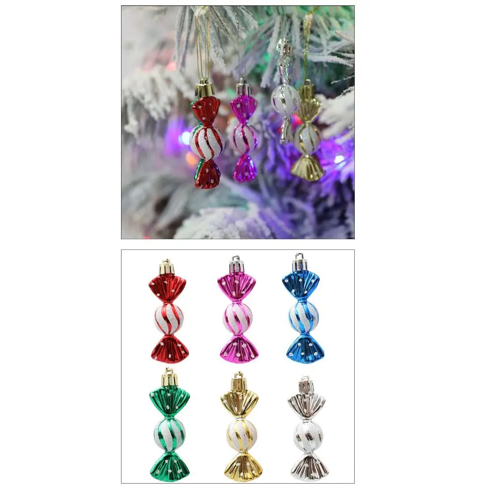 6pcs Portable Plastic Christmas Hanging Decoration Candy Electroplated Xmas Ornament Ball Multicolor Red Gold Xmas Baubles