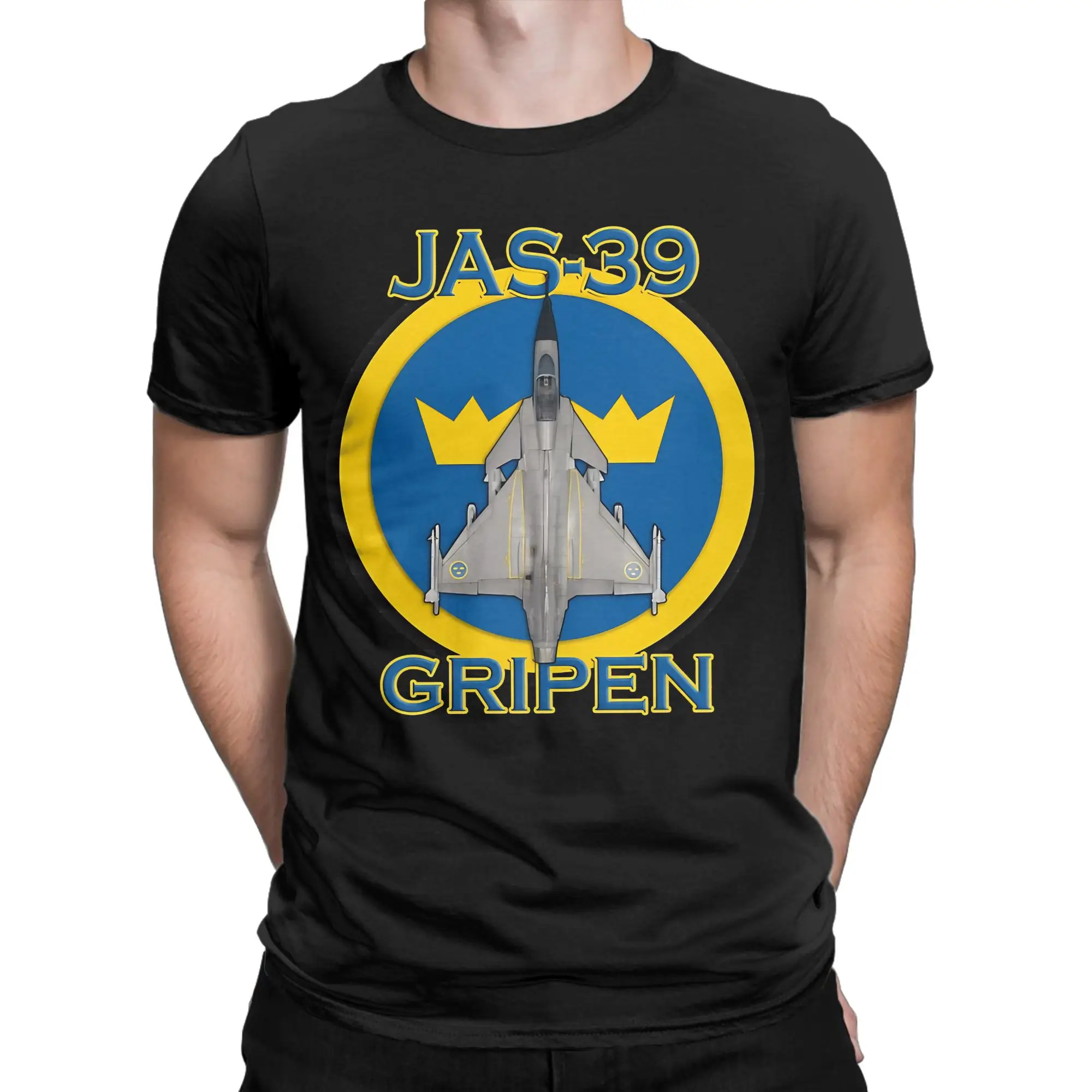JAS 39 Gripen Swedish air force Funny 100% Cotton T-Shirt  Gripen Fighter Tees Tops For Men