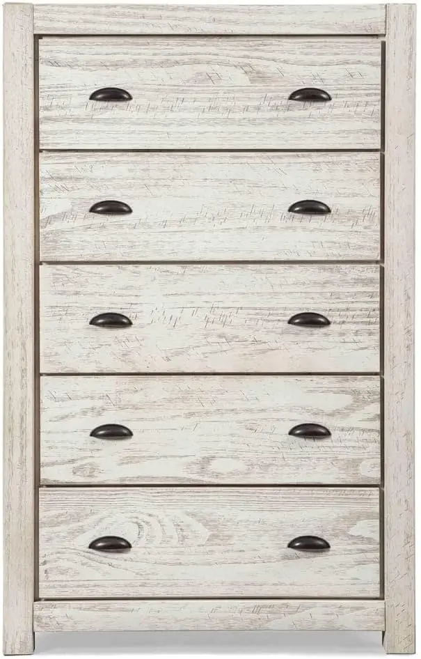 صندوق Montauk ذو 5 أدراج، من الخشب الصلب مع لمسة نهائية من خشب Driftwood · مبيعات المصنع مباشرة