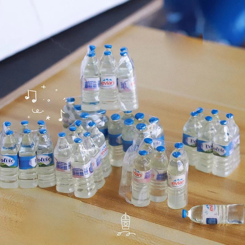 1:12 Resin Mini Simulation Mineral Water Bottle Model Doll House Miniature Kids Gift Toys Home Decoration Accessories