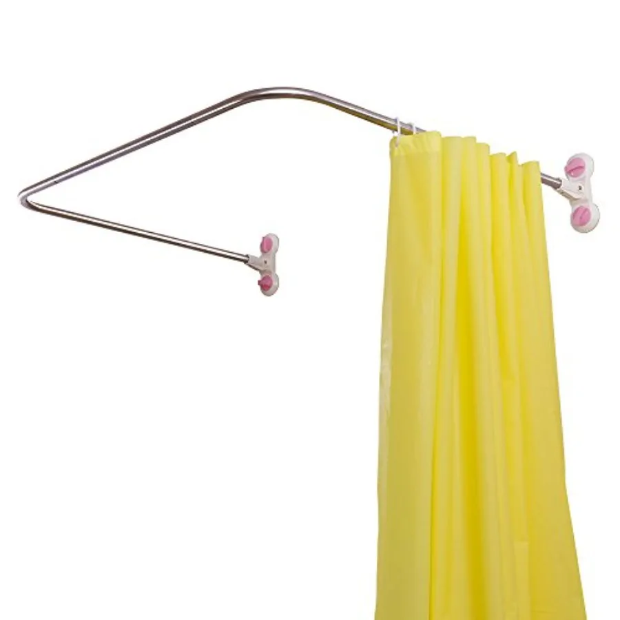 

Bathroom U Shaped Corner Shower Curtain Rod Pole Decorative Curved Bath Curtain Rail Bar with Suction Cup 38.5'' x 40''