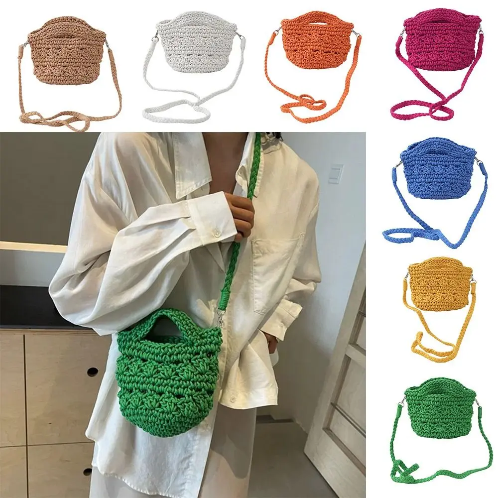 

Bohemian Style Straw Wicker Woven Bags Large Capacity Fashion Hollow Out Tote Bag Messenger Bag for Shopping Phone Change Key