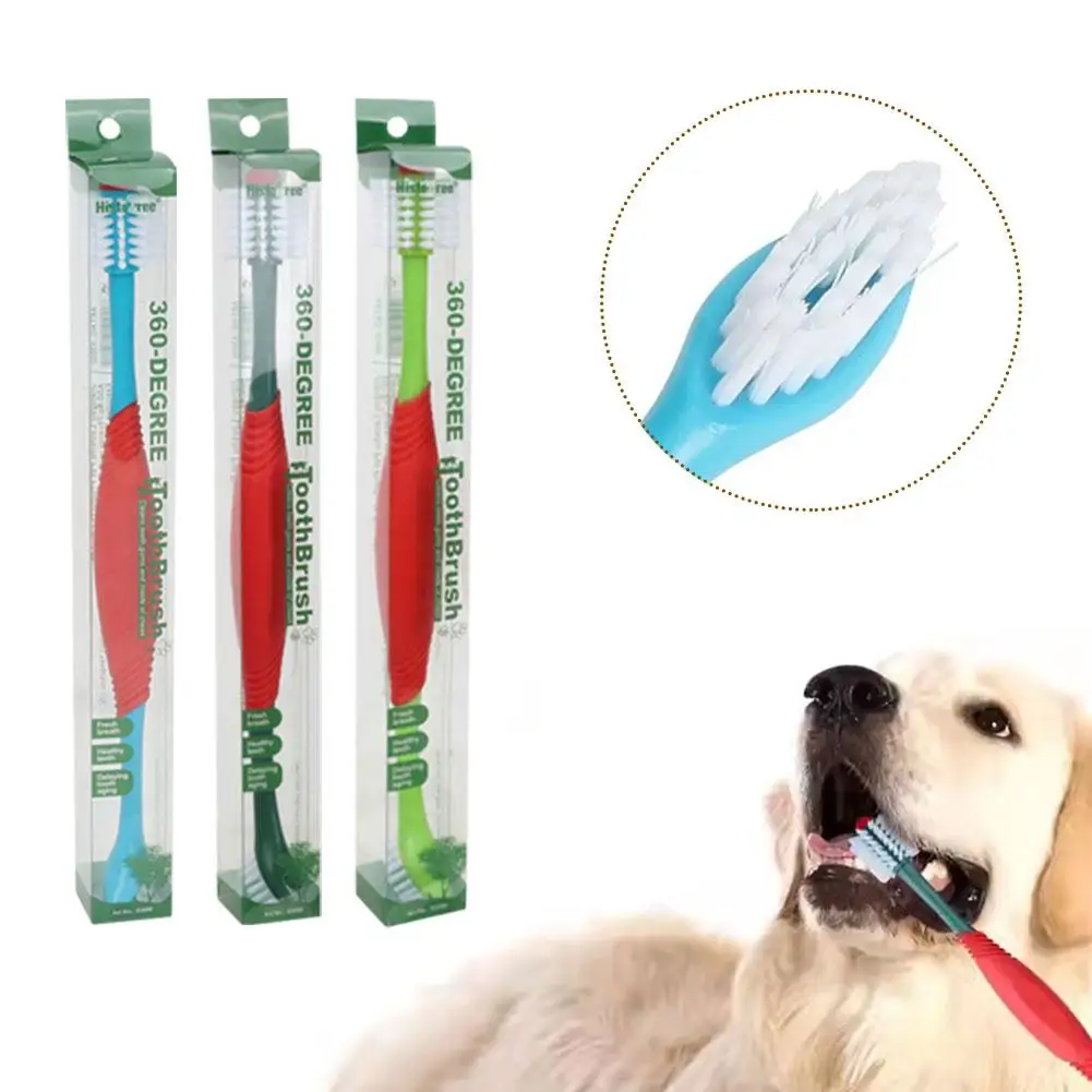 Double Head Pet Toothbrush Cat Dog Pet Cleaning Toothbrush Safe Grade H Material Pet Maintain Hair Soft Food Non-irritating Z0T5