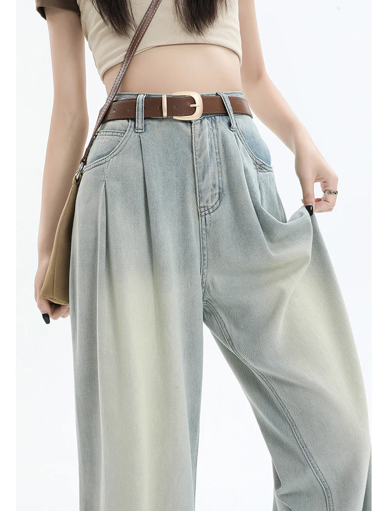 

Women's Vintage Blue Mom Jeans Baggy High Waist Denim Trousers 2000s Harajuku 90s Grunge Retro Korean Y2k Wide Leg Pants Clothes