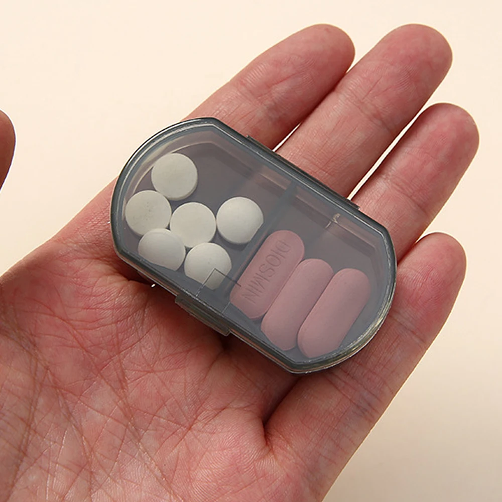 Pastillero portátil con dos 2 compartimentos, dispensador sellado a prueba de polvo, caja de almacenamiento, орга feliз gub Organizador орга Shekз Dapat para almacenamiento diario
