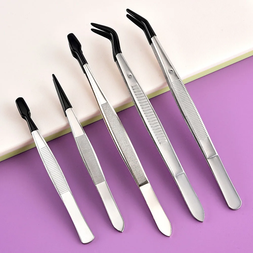 Stainless Steel Grafting Eyelash Curler Curved Mouth Eyebrow Clip Round Head Pet Clip Pointed Eyebrow Trimmer Beauty Tool