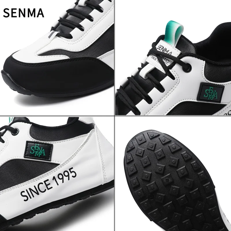 SENMA Men's Sport Shoes Luxury Casual Soft Bottom Shoes Comfortable Lace Up Flats Tennis Shoe Breathable Walking Jogging Shoe