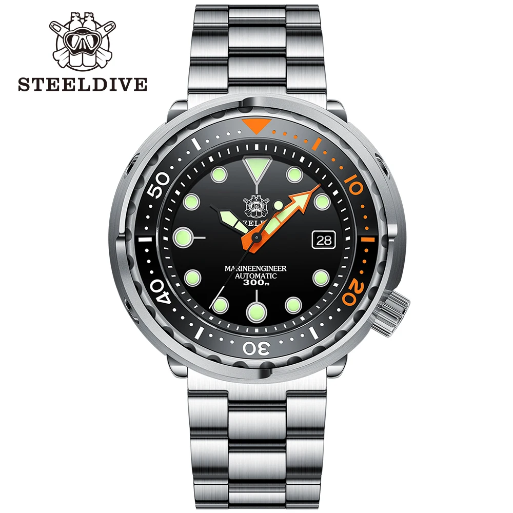 Steeldive SD1975C Limited Supply 47.5mm Two-tone Ceramic Bezel 300m Waterproof Stainless Steel NH35 Tuna Mens Dive Watch